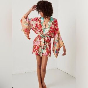New without tags Spell Delilah patchwork short kimono robe. One size.